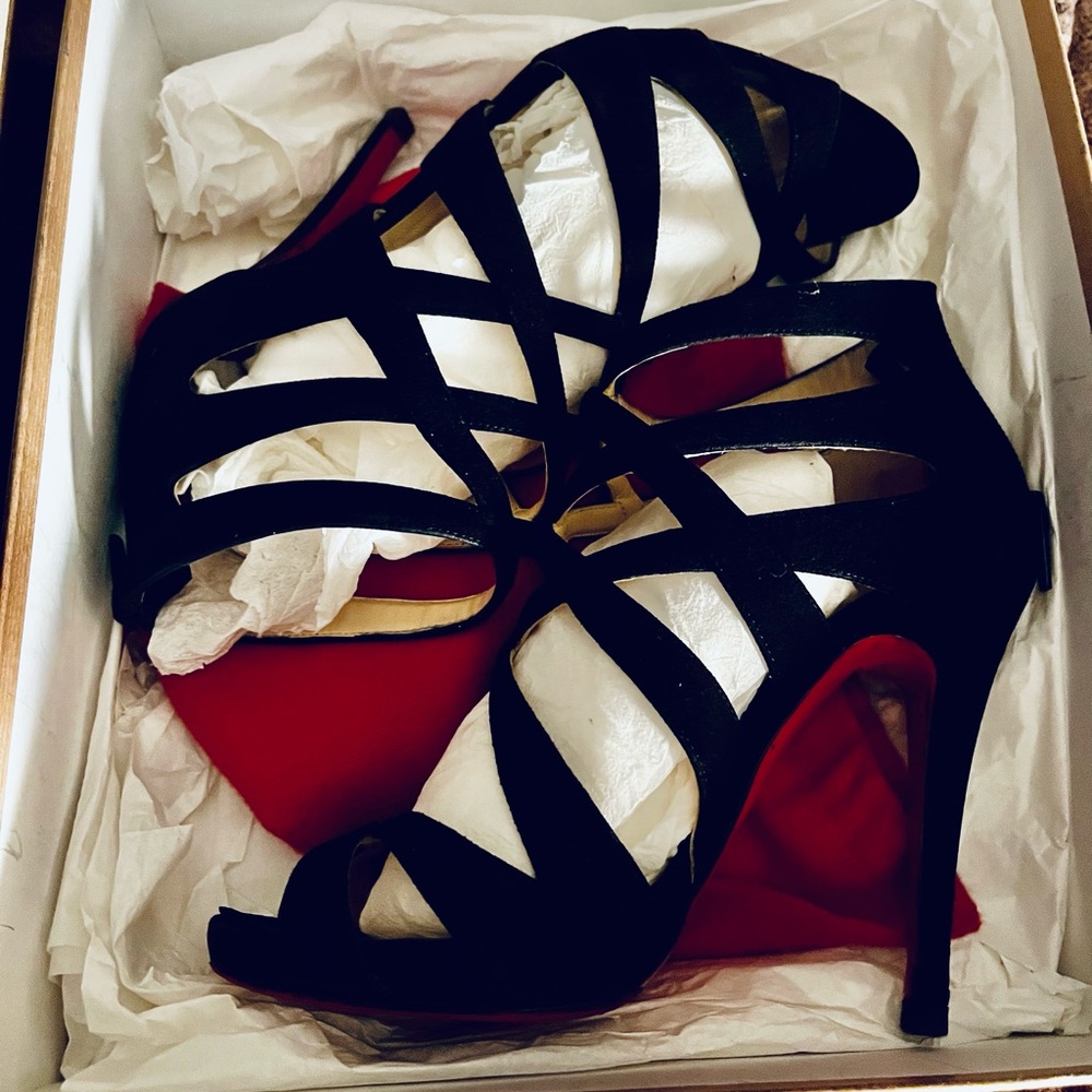 Christian Louboutin Black Suede BALOTA 120 mm Stilleto Booties sz 37/7